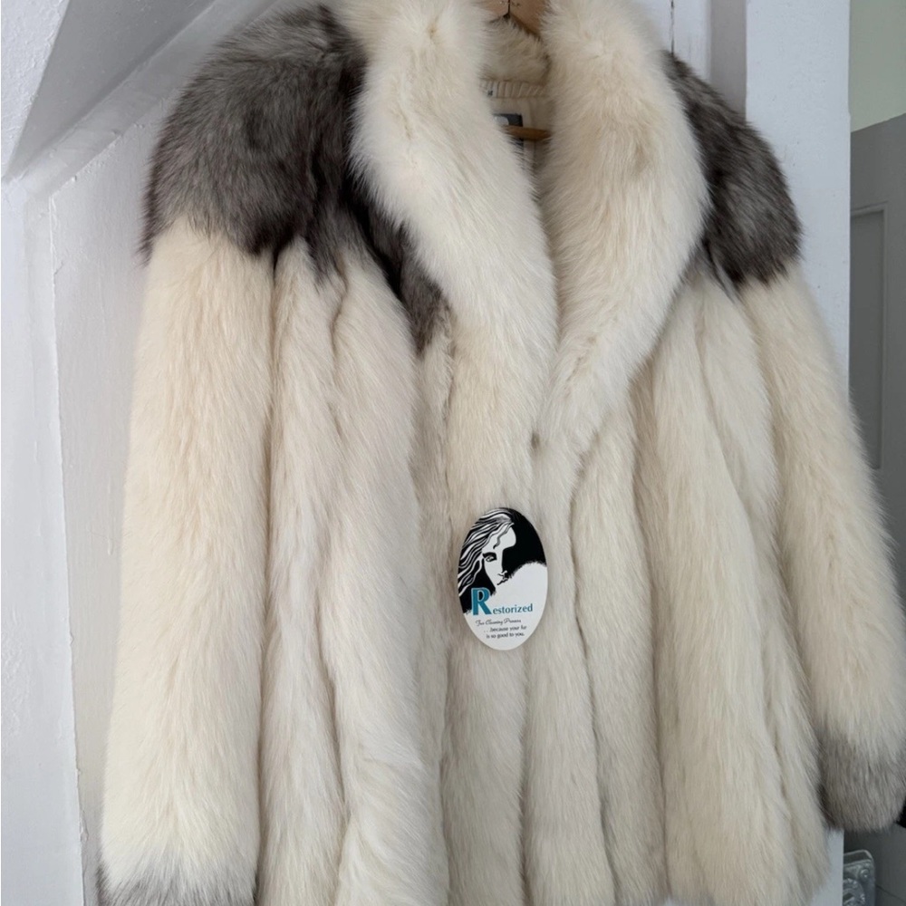 Luxurious White and Gray Fur Coat